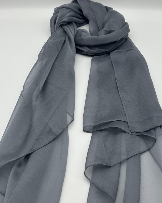 Medium gray thin large gauze scarf